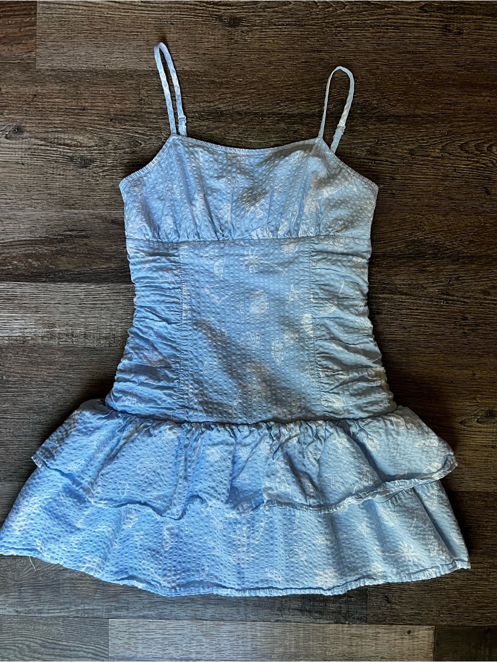 art class Beach Theme Tiered Sun Dress - Blue